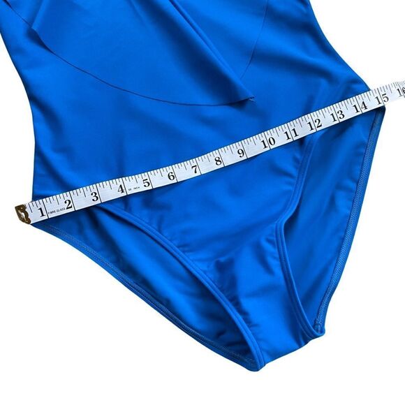 Sun and Sea | Blue Ruffle Halter One-Piece Women Small Swimsuit NWT - Picture 7 of 12